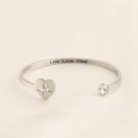 img 3 attached to 💓 WUSUANED Live Love Heal EKG Heart Beat Cuff Bangle Bracelet: Perfect Gift for Medical Professionals