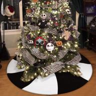 🎄 yuboo 48" black white lollipop christmas & halloween tree skirt: perfect mat for nightmare before christmas ornaments & decorations логотип