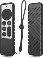 📱 sithon silicone case for apple tv 4k 2021 remote controller - lightweight shockproof anti slip protective cover with lanyard strap - compatible with apple tv 4k / hd siri remote (2nd gen) - black logo