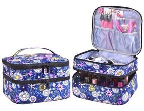 img 4 attached to Portable Nail Polish Carrying Case - Holds 30 Bottles, with Handles, Double-layered Storage Organizer for Manicure Tools. (Flower)