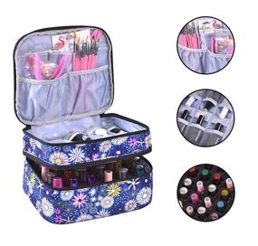 img 3 attached to Portable Nail Polish Carrying Case - Holds 30 Bottles, with Handles, Double-layered Storage Organizer for Manicure Tools. (Flower)