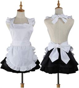 img 2 attached to Adorable Retro Kitchen Restaurant Aprons for Women and 🎁 Girls - Love Potato Cute White Waitress Apron, Perfect Gift