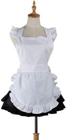 img 4 attached to Adorable Retro Kitchen Restaurant Aprons for Women and 🎁 Girls - Love Potato Cute White Waitress Apron, Perfect Gift