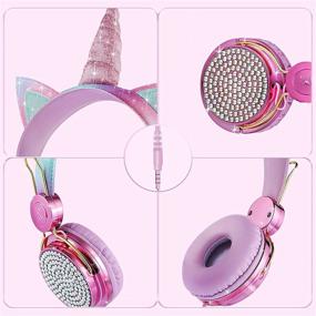 img 3 attached to 🦄 Unicorn Kids Headphones with Microphone - Birthday Gift for Girls, Children, and Teens - Wired Headphones with High Definition Sound - Over Ear Headset for Kids, School, Kids Tablet, and Travel - Princess Pink