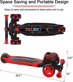 img 2 attached to Allek D01 Kids Kick Scooter: 2-in-1 Anti-Skid 3 Wheel Light Up Push Scooter with Adjustable Seat and Shock Absorbing Kickboard for Boys and Girls 3-12yrs - Red/Black