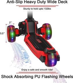 img 1 attached to Allek D01 Kids Kick Scooter: 2-in-1 Anti-Skid 3 Wheel Light Up Push Scooter with Adjustable Seat and Shock Absorbing Kickboard for Boys and Girls 3-12yrs - Red/Black