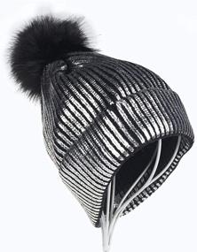 img 2 attached to Women Metallic Winter Knitted Beanie Outdoor Recreation