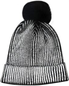 img 4 attached to Women Metallic Winter Knitted Beanie Outdoor Recreation