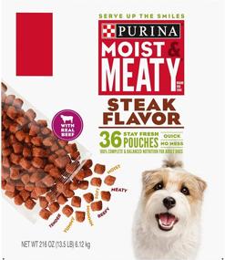 img 2 attached to Purina Moist & Meaty Wet Dog Food, Steak Flavor - 36 ct. Pouch: Irresistibly Delicious and Convenient for your Dog's Mealtime