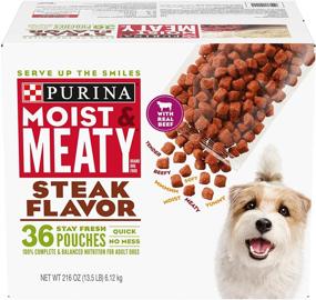 img 4 attached to Purina Moist & Meaty Wet Dog Food, Steak Flavor - 36 ct. Pouch: Irresistibly Delicious and Convenient for your Dog's Mealtime