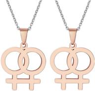 🌈 ropman 2 pcs lgbt pride couples pendant necklace set - gold, silver, and rose gold stainless steel for gay & lesbian rainbow love logo