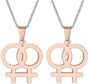 img 4 attached to 🌈 Ropman 2 Pcs LGBT Pride Couples Pendant Necklace Set - Gold, Silver, and Rose Gold Stainless Steel for Gay & Lesbian Rainbow Love