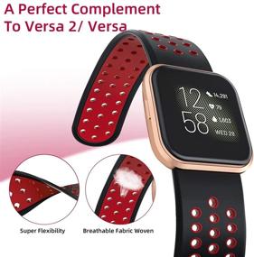 img 3 attached to BATINY Watch Bands Compatible With Fitbit Versa/Versa 2/Lite/Special Edition Bands For Men Women Silicone Replacement Strap (Black/Red