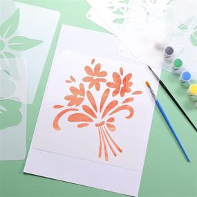 img 2 attached to Enhance Your Décor with ASMPIO 16-Piece Reusable Flower Stencils for Wood, Walls, Fabric & Pillows