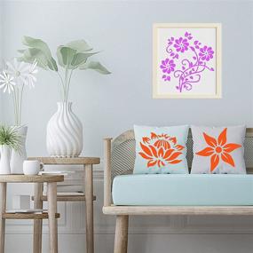 img 1 attached to Enhance Your Décor with ASMPIO 16-Piece Reusable Flower Stencils for Wood, Walls, Fabric & Pillows