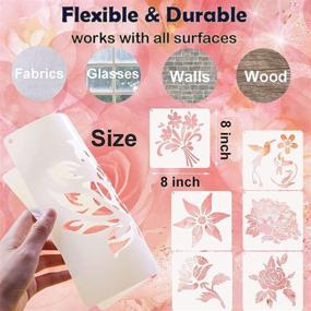 img 3 attached to Enhance Your Décor with ASMPIO 16-Piece Reusable Flower Stencils for Wood, Walls, Fabric & Pillows