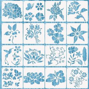 img 4 attached to Enhance Your Décor with ASMPIO 16-Piece Reusable Flower Stencils for Wood, Walls, Fabric & Pillows