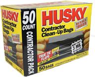 🗑️ husky 42 gallon contractor clean-up 3-mil trash bags (50-count): heavy-duty waste disposal solution logo