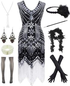 img 4 attached to 💃 Women's Sequin-Beaded Tassel Flapper Accessories, Clothing, and Dresses