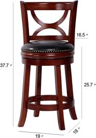 img 1 attached to 🪑 Amoyland Menis Counter Stool with Back - 24-Inch Height, Upholstered-Nailhead Seat, Swivel Barstool - Ideal for Pub and Kitchen Island Bar Stools - Cherry/Black (Cherry)