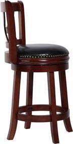 img 3 attached to 🪑 Amoyland Menis Counter Stool with Back - 24-Inch Height, Upholstered-Nailhead Seat, Swivel Barstool - Ideal for Pub and Kitchen Island Bar Stools - Cherry/Black (Cherry)