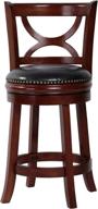 🪑 amoyland menis counter stool with back - 24-inch height, upholstered-nailhead seat, swivel barstool - ideal for pub and kitchen island bar stools - cherry/black (cherry) logo