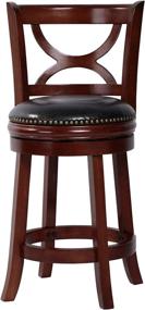 img 4 attached to 🪑 Amoyland Menis Counter Stool with Back - 24-Inch Height, Upholstered-Nailhead Seat, Swivel Barstool - Ideal for Pub and Kitchen Island Bar Stools - Cherry/Black (Cherry)