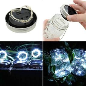 img 1 attached to Solar Mason Jar Lid Lights 8 Pack - Decorative Waterproof Fairy Hanging Lighting - Cold White LED String Lights - Ideal for Garden, Patio, Table, Wedding Décor - Includes 8 Hangers (No Jars)