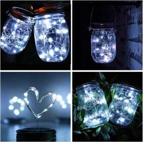 img 3 attached to Solar Mason Jar Lid Lights 8 Pack - Decorative Waterproof Fairy Hanging Lighting - Cold White LED String Lights - Ideal for Garden, Patio, Table, Wedding Décor - Includes 8 Hangers (No Jars)