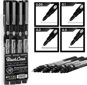 img 1 attached to Pacific Arc Blackliner Set - 4 Varying Fine Drawing Pens for Artists, Sketching, Journaling, Hand Lettering, and Calligraphy