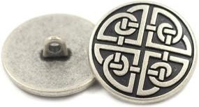 img 2 attached to 💠 Bezelry Celtic Shield Knot Buttons – Set of 10 Metal Shank Buttons, 25mm (1 inch), Antique Silver