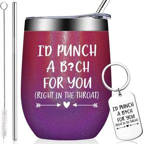 img 4 attached to 🍷 BIRGILT Best Friend Gifts: Funny Friendship Birthday Gifts for Women - 12oz Wine Tumbler with Keychain