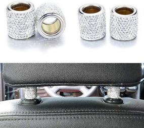 img 4 attached to 💎 Silver Crystal Car Headrest Collars Rings - Glamorous Jewels for Your Car Interior, Bling Car Seat Headrest Décor Charms