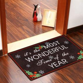 img 3 attached to E-view Decorative Indoor/Outdoor Rubber Back Entry Way Doormat for Patio, Front Door - All Weather Exterior Doors Christmas Holiday Doormat (Color-Wonderful Time)