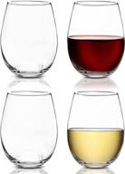 🍷 glaskey 21oz crystal stemless wine glasses set of 4 - large clear wine cups for red and white wine, drinking water glassware (capacity upgrade, 4 pack) логотип