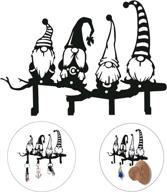 🔑 charming metal key holder for wall decorative with 4 hooks - ideal key rack & hanger for entryway, children's room décor & home sign gnome ornament логотип