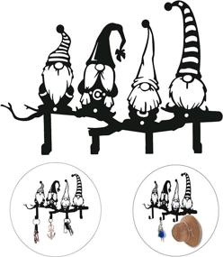 img 4 attached to 🔑 Charming Metal Key Holder for Wall Decorative with 4 Hooks - Ideal Key Rack & Hanger for Entryway, Children's Room Décor & Home Sign Gnome Ornament