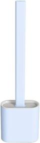 img 4 attached to 🚽 Wall-Mounted Toilet Brush and Holder Set - Deep-Cleaning Silicone Bendable Brush with Non-Slip Long Plastic Handle (Blue)