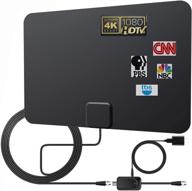 📺 amplified indoor tv antenna with 200 miles range reception - supports 4k 1080p for all older tvs - includes 16.5ft coaxial hdtv cable and ac adapter logo