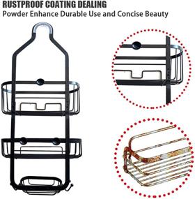 img 2 attached to 🚿 Black Stainless Steel Shower Caddy Organizer with 2 Baskets, 4 Hooks | No Drilling Bathroom Storage Rack for Toilet, Bathroom and Shower Room