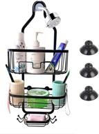 🚿 black stainless steel shower caddy organizer with 2 baskets, 4 hooks | no drilling bathroom storage rack for toilet, bathroom and shower room logo