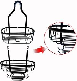 img 1 attached to 🚿 Black Stainless Steel Shower Caddy Organizer with 2 Baskets, 4 Hooks | No Drilling Bathroom Storage Rack for Toilet, Bathroom and Shower Room