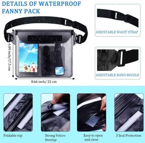 img 3 attached to Frienda 6 Pieces Waterproof Fanny Pack Pouch With Waist Strap Screen Touchable Dry Bag Water Resistant With Adjustable Belt Waterproof Phone Case Wallet (Black