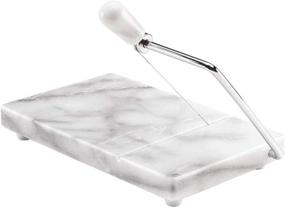 img 4 attached to Gray Marble Cheese Slicer with Steel Arm - 8” x 5” Serving Tray