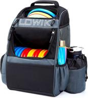 lowik disc golf backpack with multipurpose storage pockets - lightweight, durable, and easy to carry - holds 20+ discs - ideal for beginners, hobbyists, adults, and teenagers логотип