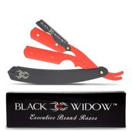 💈 black widow barber straight razor: professional straight edge razor for barbers (red and matte black) logo