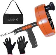 🛠️ drainx drain auger pro: heavy duty steel drum plumbing snake with 25-ft cleaning cable, includes work gloves and storage bag логотип