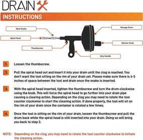 img 3 attached to 🛠️ DrainX Drain Auger Pro: Heavy Duty Steel Drum Plumbing Snake with 25-Ft Cleaning Cable, Includes Work Gloves and Storage Bag