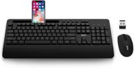 💻 edjo 2.4g full-sized ergonomic wireless keyboard and mouse combo with wrist rest and 3 level dpi adjustable mouse for windows, mac os desktop/laptop/pc - classic black logo