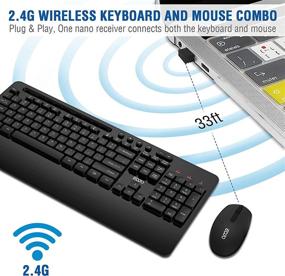 img 2 attached to 💻 EDJO 2.4G Full-Sized Ergonomic Wireless Keyboard and Mouse Combo with Wrist Rest and 3 Level DPI Adjustable Mouse for Windows, Mac OS Desktop/Laptop/PC - Classic Black